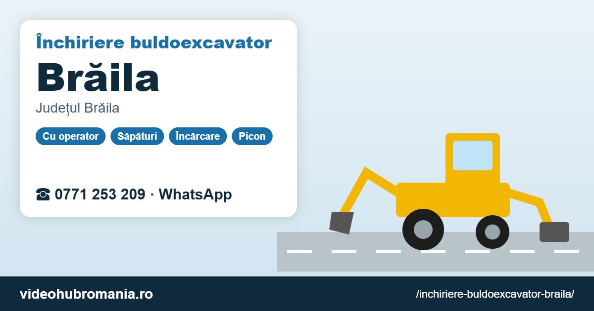 Închiriere buldoexcavator Brăila – 0771 253 209