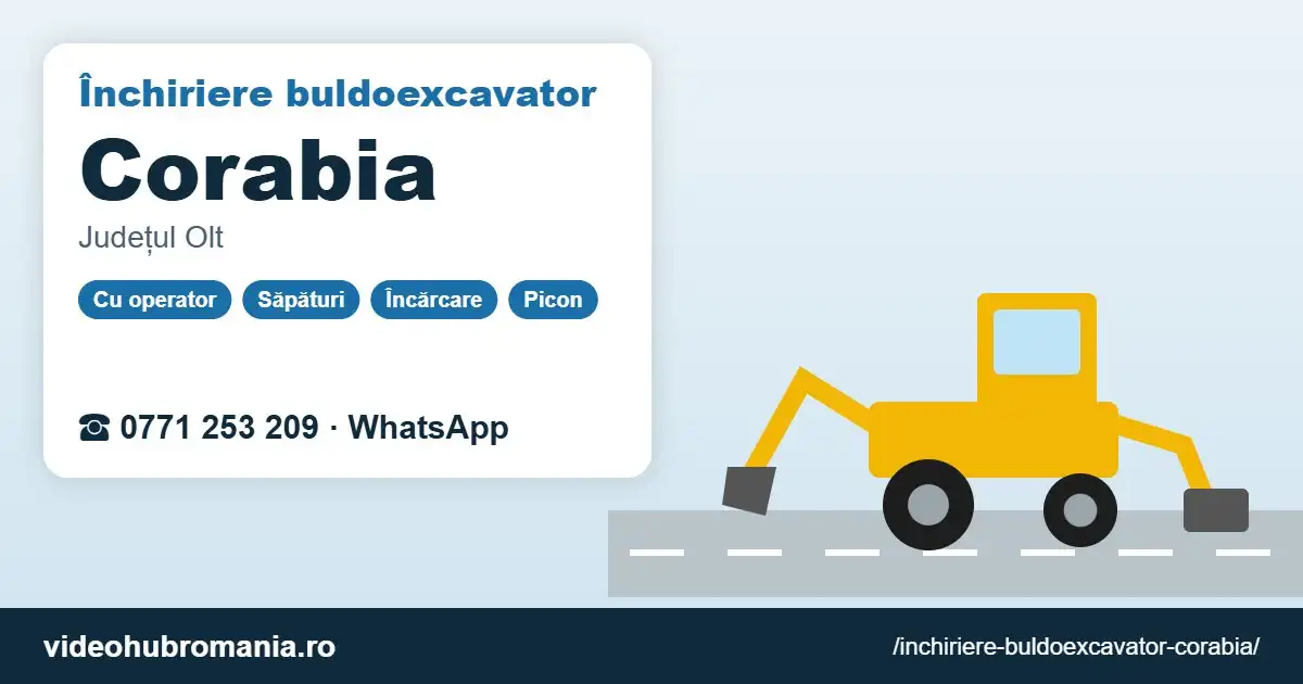 Închiriere buldoexcavator Corabia – 0771 253 209