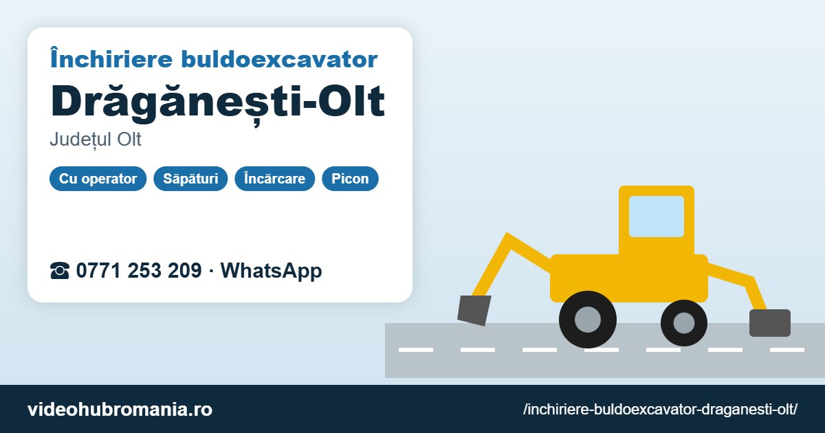 Închiriere buldoexcavator Drăgănești-Olt – 0771 253 209