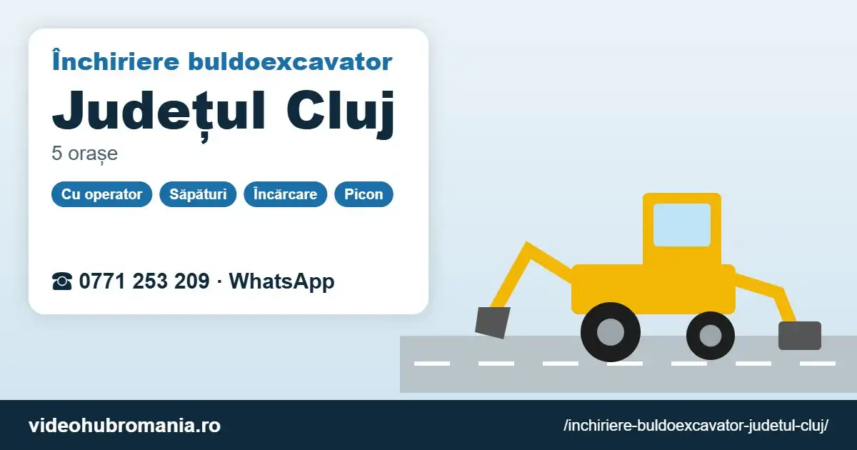 Închiriere buldoexcavator Județul Cluj – 0771 253 209