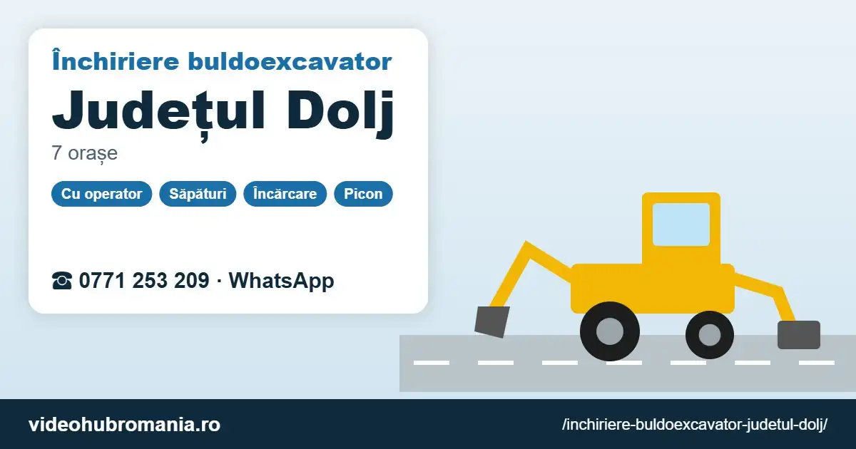 Închiriere buldoexcavator Județul Dolj – 0771 253 209