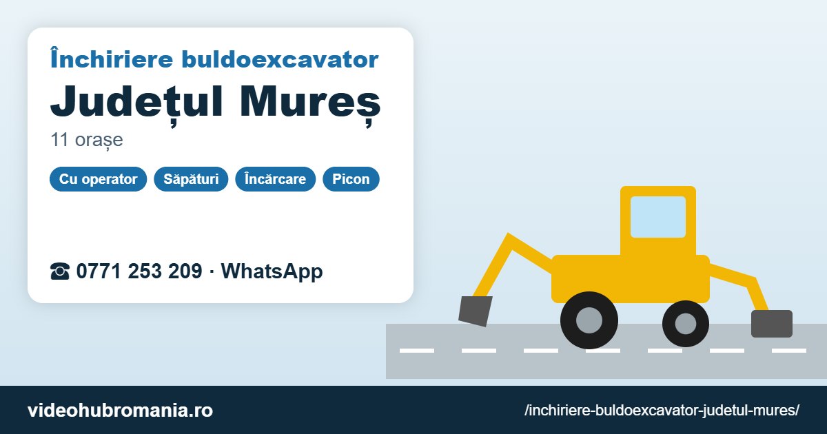 Închiriere buldoexcavator Județul Mureș – 0771 253 209
