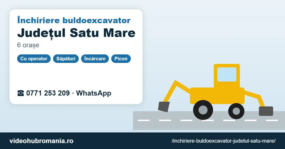 Închiriere buldoexcavator Județul Satu Mare – 0771 253 209