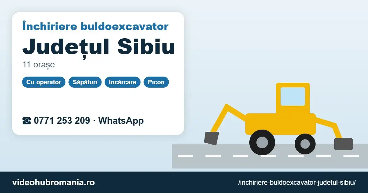 Închiriere buldoexcavator Județul Sibiu – 0771 253 209