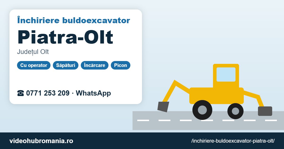 Închiriere buldoexcavator Piatra-Olt – 0771 253 209