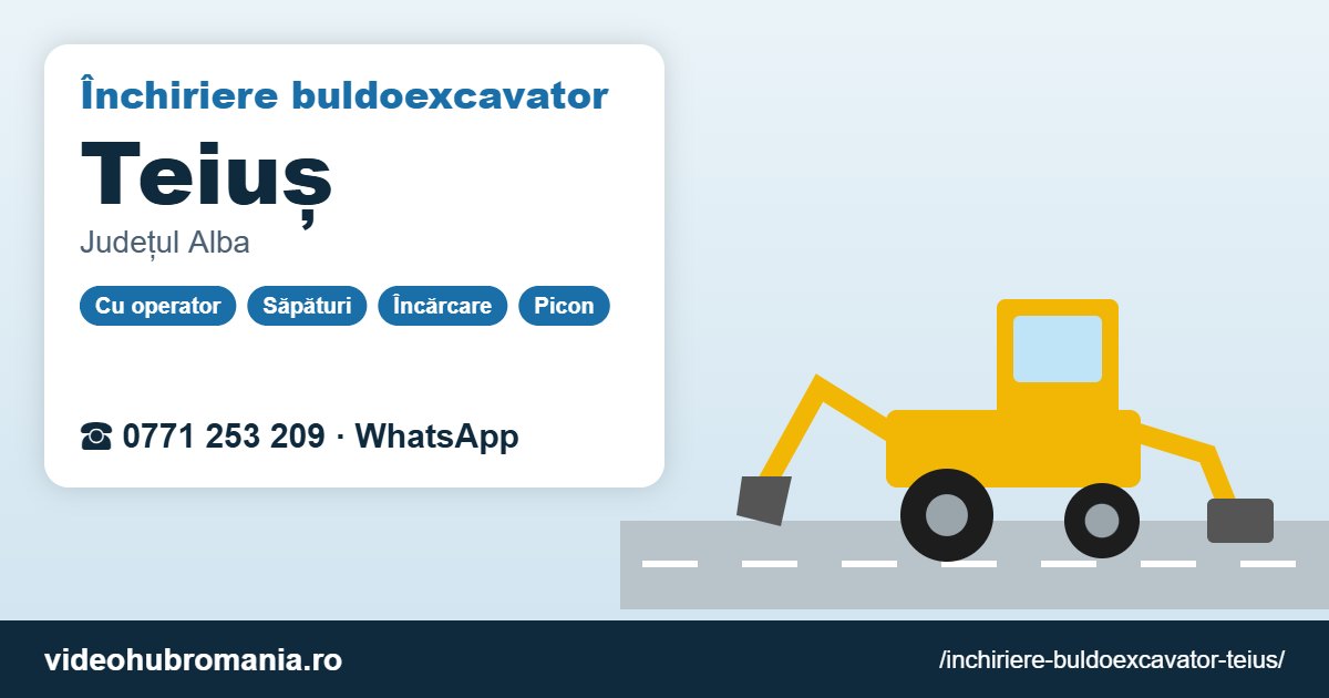 Închiriere buldoexcavator Teiuș – 0771 253 209