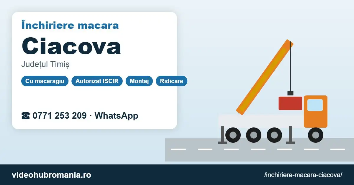 Închiriere macara Ciacova – 0771 253 209