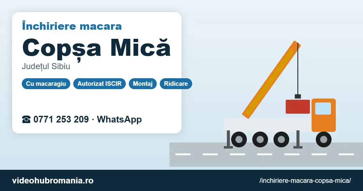 Închiriere macara Copșa Mică – 0771 253 209