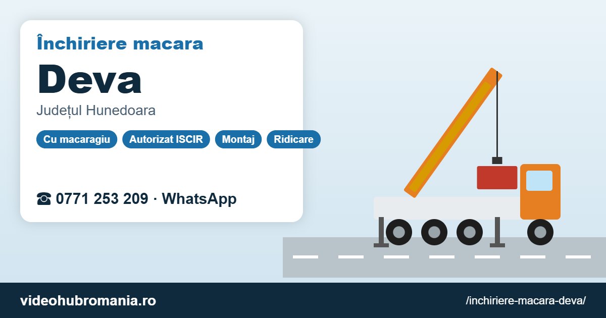 Închiriere macara Deva – 0771 253 209