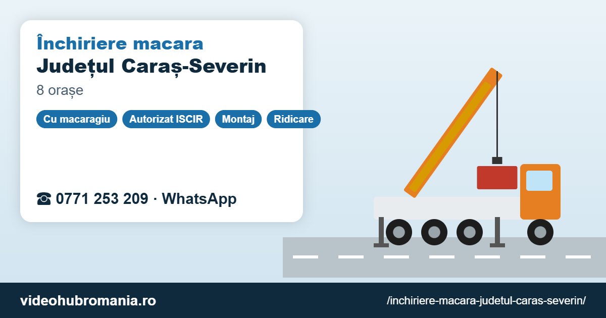 Închiriere macara Județul Caraș-Severin – 0771 253 209