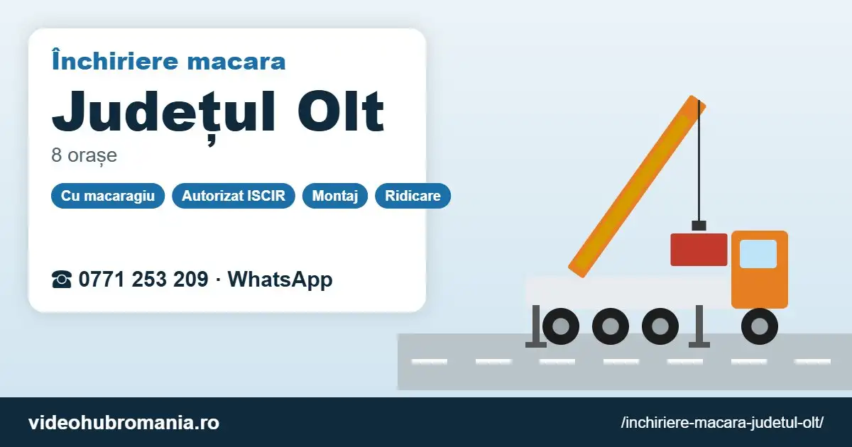 Închiriere macara Județul Olt – 0771 253 209