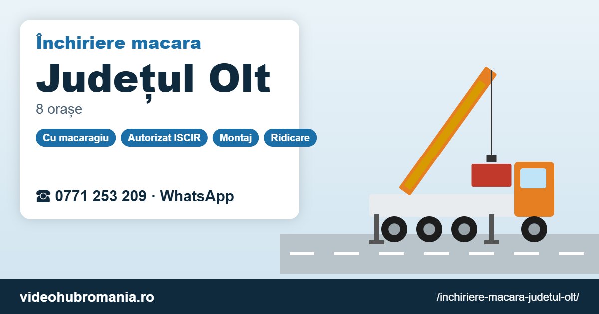 Închiriere macara Județul Olt – 0771 253 209