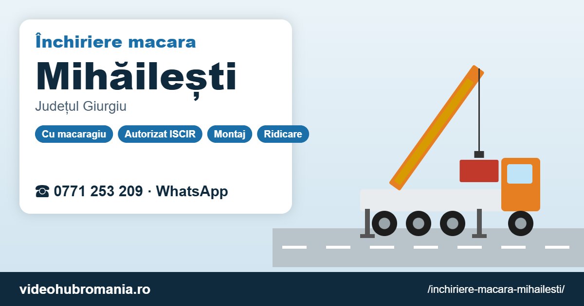 Închiriere macara Mihăilești – 0771 253 209