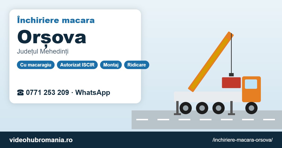 Închiriere macara Orșova – 0771 253 209