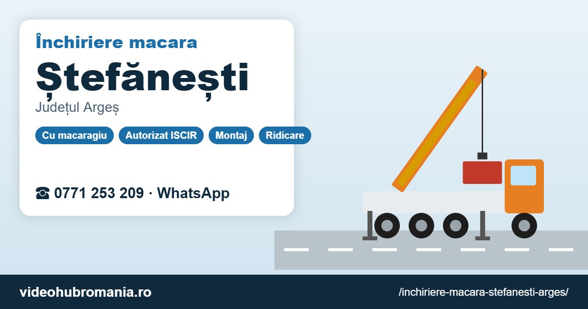 Închiriere macara Ștefănești (Argeș) – 0771 253 209