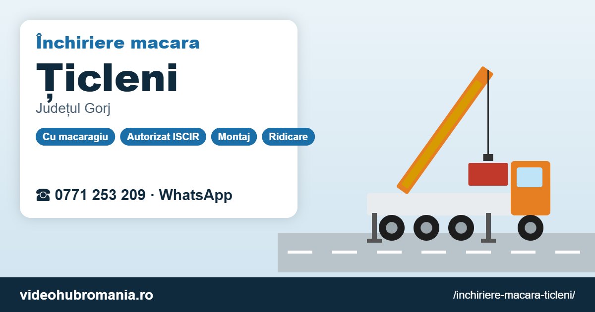Închiriere macara Țicleni – 0771 253 209