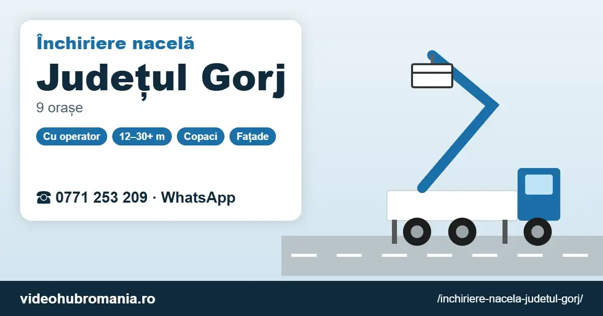 Închiriere nacelă Județul Gorj – 0771 253 209