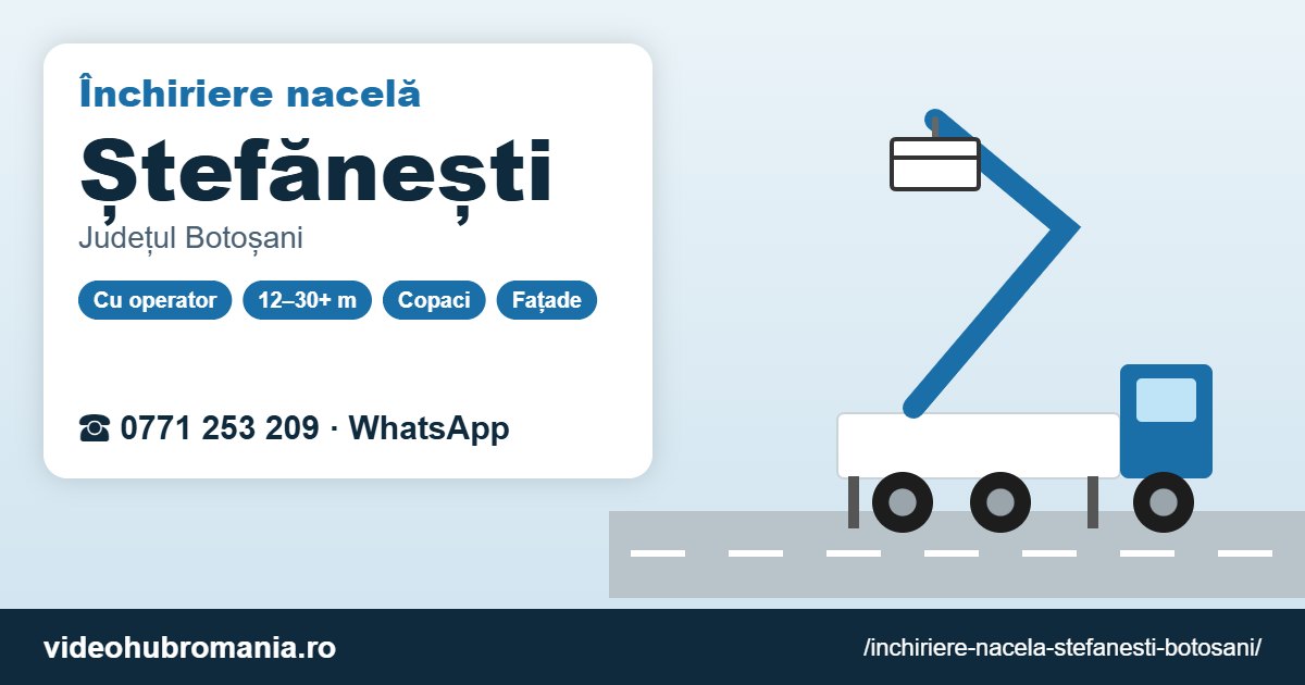 Închiriere nacelă Ștefănești (Botoșani) – 0771 253 209