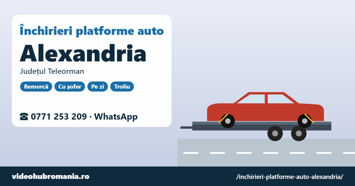 Închirieri platforme auto Alexandria, județul Teleorman – 0771 253 209