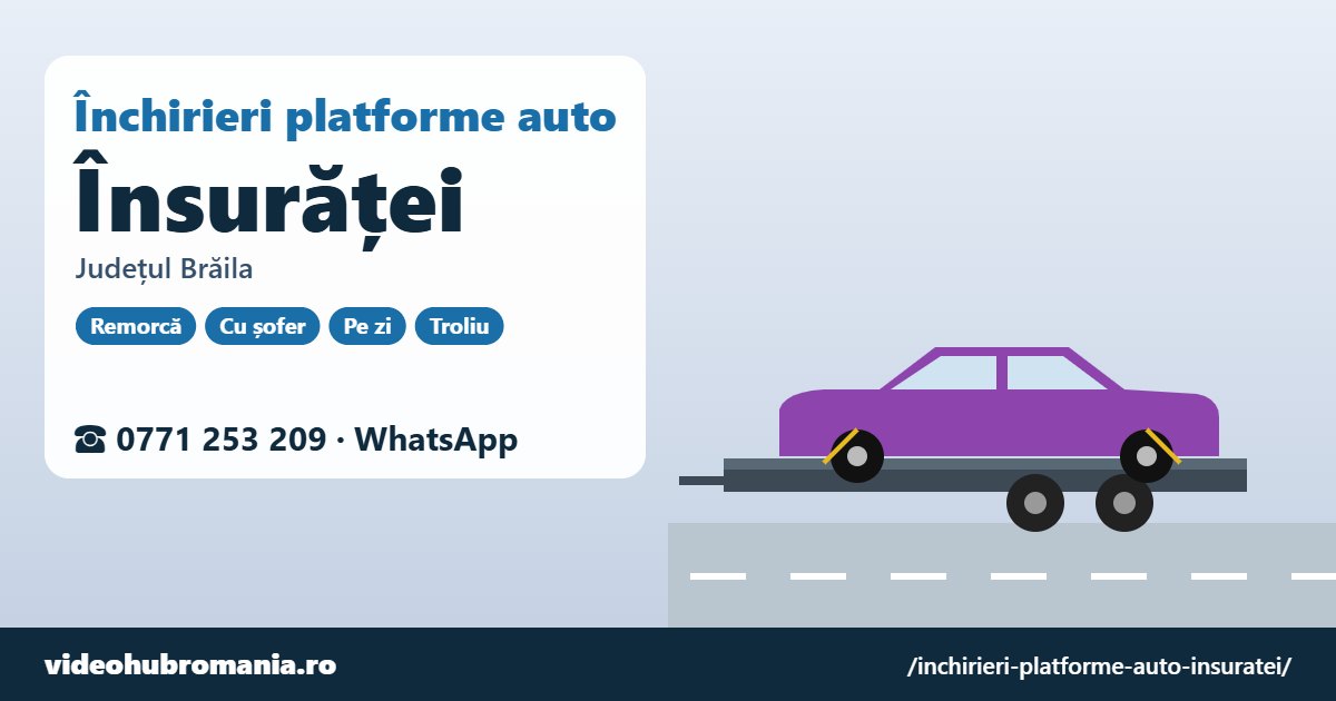 Închirieri platforme auto Însurăței, județul Brăila – 0771 253 209
