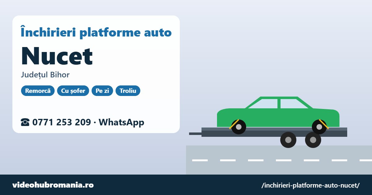 Închirieri platforme auto Nucet, județul Bihor – 0771 253 209
