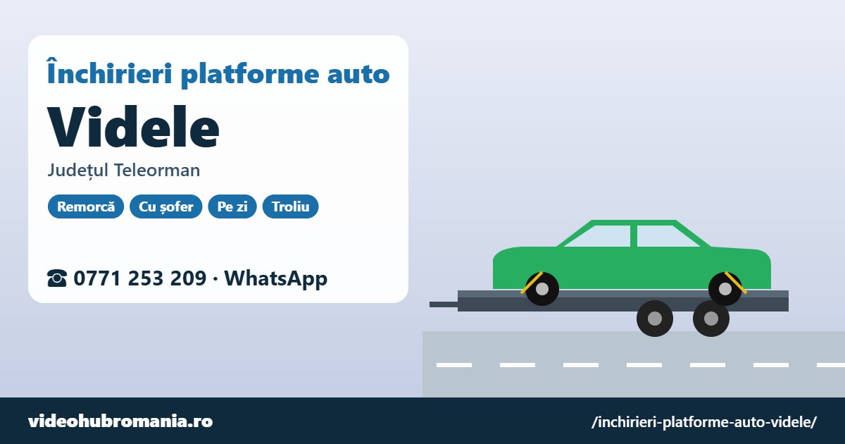 Închirieri platforme auto Videle, județul Teleorman – 0771 253 209